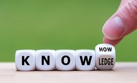 Buchstabenwürfel mit den Buchstaben bzw. Worten KnowHOW und KnowLEDGE.